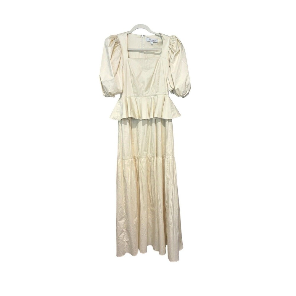 Hunter Bell Ivory Square Neck Puff Sleeve Backless Maxi Dress - Picture 3 of 12
